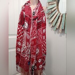 Sandol Alabama Crimson Tide Logo Patterned Scarf With Fringe